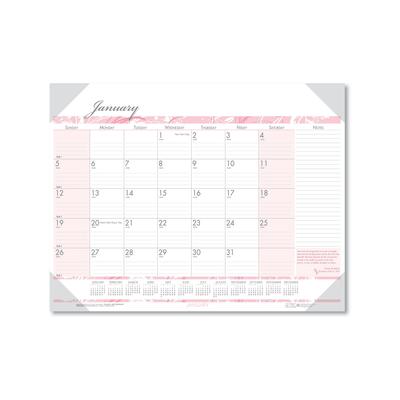 House Of Doolittle 1467 Recycled Monthly Desk Pad Calendar, Breast Cancer Awareness Artwork, 22 x 17, Black Binding/Corners,12-Month (Jan-Dec): 2024