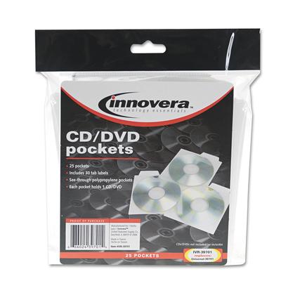 Innovera 39701 CD/DVD Pockets, 25/Pack - Pack of 25