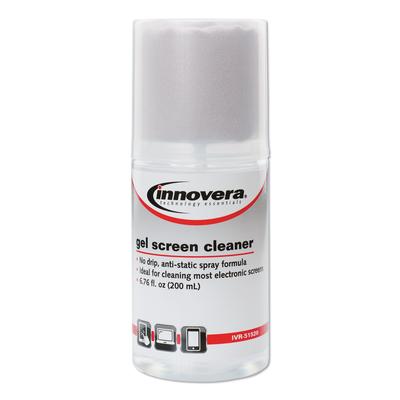 Innovera 51520 Anti-Static Gel Screen Cleaner, w/Gray Microfiber Cloth, 4oz Spray Bottle