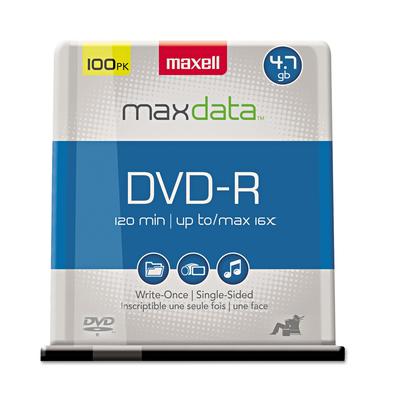 Maxell 638014 DVD-R Discs, 4.7GB, 16x, Spindle, Gold, 100/Pack - Pack of 100