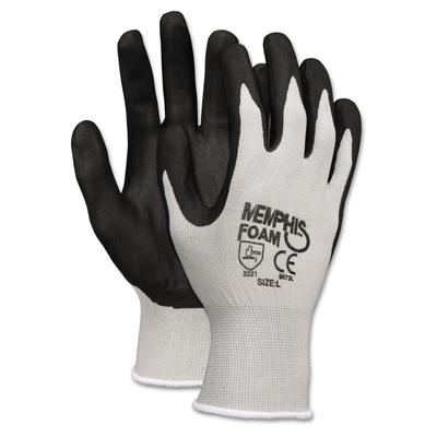 MCR Safety 9673L Economy Foam Nitrile Gloves, Large, Gray/Black, 12 Pairs - 1 Dozen