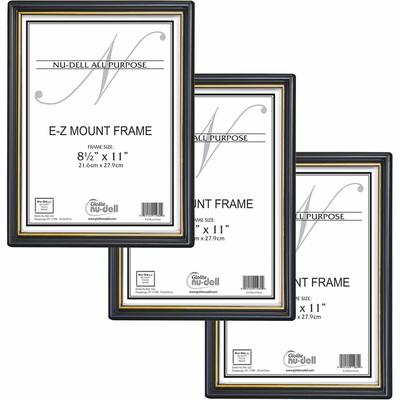 Nudell Plastics 11888 Document Frame, Easy Slide In Feature, 8 1/2 x11 , Black - Pack of 3