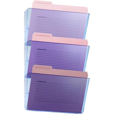 Officemate 23220 Blue Glacier Wall File, 3/Box - 15", x 13" x 4.1" Depth - Stackable - Transparent Blue - Plastic - 3 / Pack OIC23220