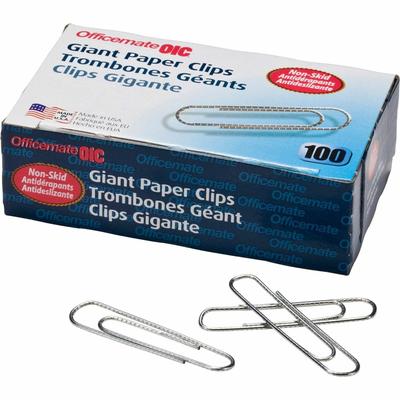 Officemate 99915 Gem Clips, Giant, Non Skid, .045 Gauge, Silver - Box of 100