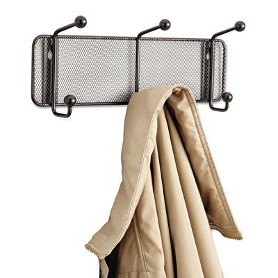 Safco 6402BL Onyx Mesh Wall Racks, 3 Hook, 14.75w x 3d x 5.5h, Steel/Black SAF6402BL
