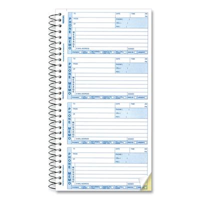 Rediform 50-076 Telephone Message Book, Two-Part Carbonless, 5 x 2.75, 4 Forms/Sheet, 400 Forms Total