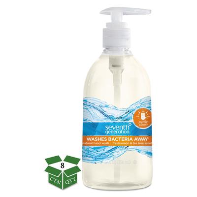 Seventh Generation 22924 Natural Hand Wash, Purely Clean, Fresh Lemon & Tea Tree, 12 oz Pump Bottle, 8 Bottles per Case - Case of 8
