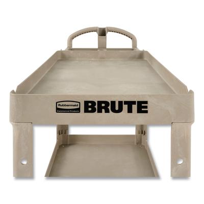 Rubbermaid FG452088BEIG BRUTE Heavy-Duty Utility Cart with Lipped Shelves, Plastic, 2 Shelves, 500 lb Capacity, 25.9" x 45.2" x 32.2", Beige RUB452088