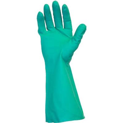 The Safety Zone GNGFMD15C Green Flock Lined Nitrile Gloves - Chemical Protection - Medium Size - Green - Dozen