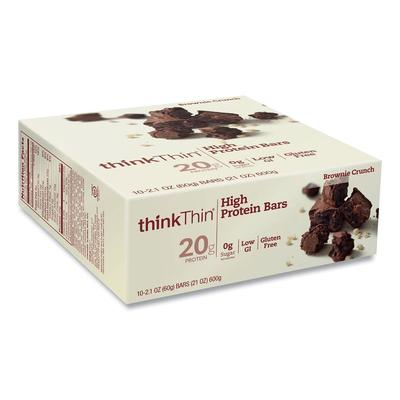 thinkThin® 20902478 High Protein Bars, Brownie Crunch, 2.1 oz Bar, 10 Bars/Carton - Case of 10 GRR20902478