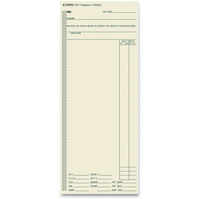 TOPS 1261 Time Clock Cards, Replacement for ATR206/C3000/M-154, One Side, 3.38 x 8.25, 500/Box - Pack of 500