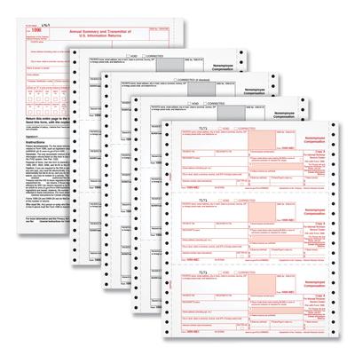 TOPS 2299NEC Four-Part 1099-NEC Continuous Tax Forms, 8.5 x 11, 2/Page, 24/Pack - Case Of 360