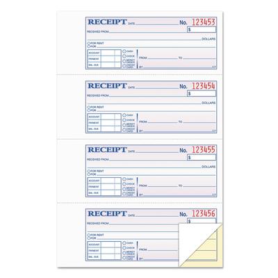 TOPS 46806 Money and Rent Receipt Books, Two-Part Carbonless, 2.75 x 7.13, 4/Page, 200 Forms TOP46806