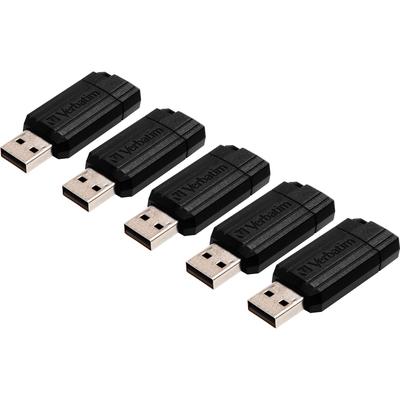 Verbatim 49062BD USB 2.0 Drive, Push-Pull Slide, 8GB, 5/Bundle, Black - Pack of 5