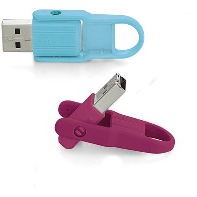 Verbatim 70377 16GB Store 'n' Flip USB Flash Drive - 2pk - Berry, Blue - Pack of 2