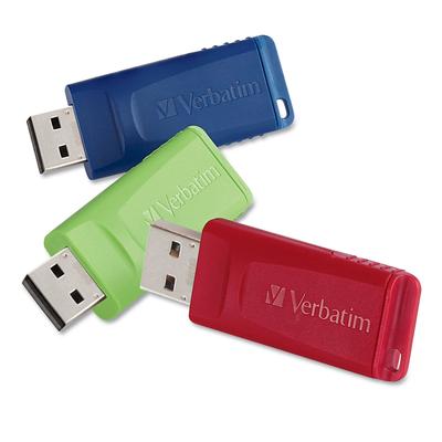 Verbatim 98703 Store 'n' Go USB Flash Drive, 8 GB, Assorted Colors, 3/Pack - Pack of 3