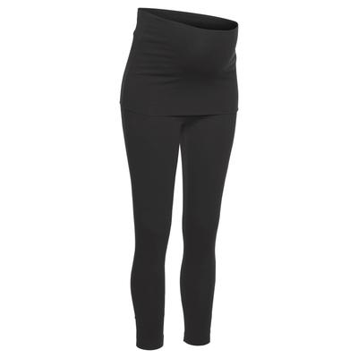 Umstandsleggings NEUN MONATE "Hose mit extrabreitem Umschlag, 2in1 Optik" Gr. 40/42, N-Gr, schwarz Damen Hosen Für Schwangerschaft und Stillzeit