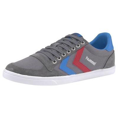 Sneaker HUMMEL "Slimmer Stadil Canvas Low", Gr. 36, grau (anthra, rot, blau), Veloursleder, Textil, sportlich, Schuhe Re