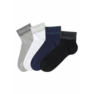Kurzsocken BENCH., Damen, Gr. 35-38, blau (2x schwarz, 2x weiß, 2x hellgrau, meliert, 2x blau), Polyamid, Baumwolle, Elasthan, unifarben, elastisch, Socken, mit eingestricktem Schriftzug am Bündchen Image