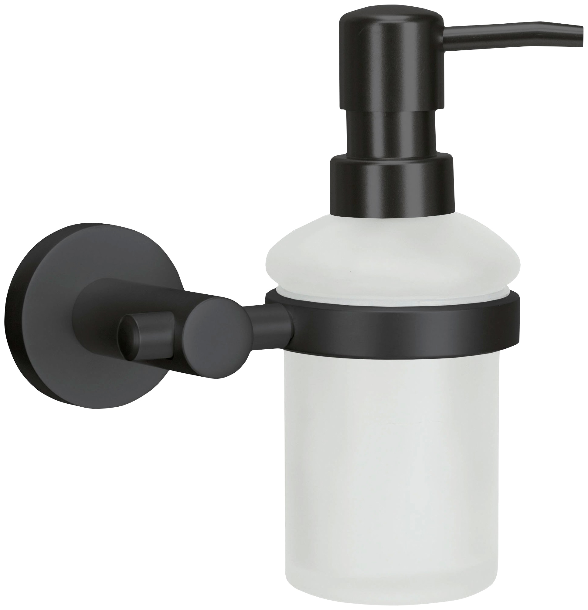 Seifenspender KLEINE WOLKE "Apollo Nero", schwarz, Aluminium, Glas, Dosierspender, Glas/Aluminium