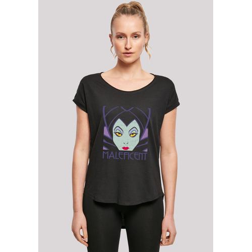 T-Shirt F4NT4STIC ""Long Cut Disney Maleficent Cropped Head"" Gr. M, schwarz Damen Shirts Damen,Premium Merch,Lang,Longshirt,Bedruckt