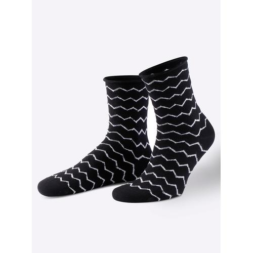 Socken WÄSCHEPUR Gr. 1, schwarz-weiß (schwarz, weiß) Damen Socken