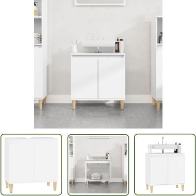 Waschbeckenunterschrank Weiß 58x33x60 cm Holzwerkstoff - Waschtisch Unterschrank - Badezimmermöbel Image