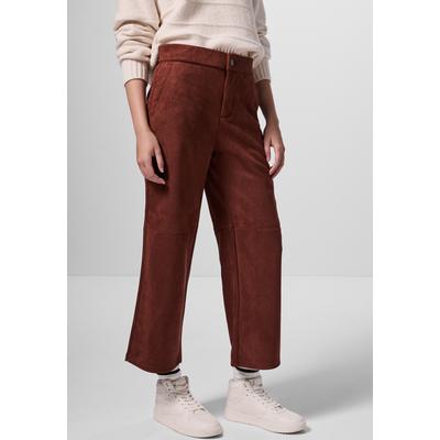 Lederimitathose STREET ONE STUDIO, Damen, Gr. 42, Länge 28, rot (cherry braun), Stoff, 90% Polyester, 10% Elasthan, unifarben, casual, normal knöchelfrei, Hosen, High Waist Image