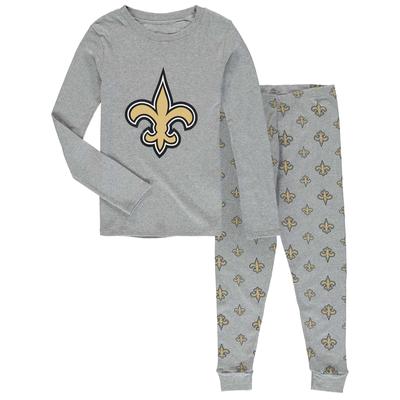 Schlafanzugset „New Orleans Saints“ in meliertem Grau mit langärmeligem T-Shirt und Hose für Vorschulkinder Image
