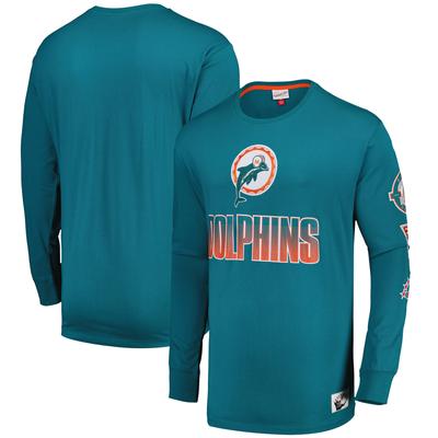 Miami Dolphins Mitchell and Ness All Over Langarm T-Shirt Image