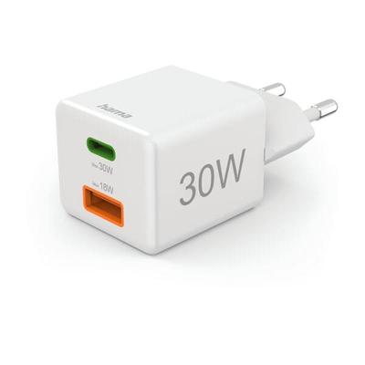 Schnellladegerät USB-C / USB-A 30 W weiß, Hama, 3.4x2.9 cm