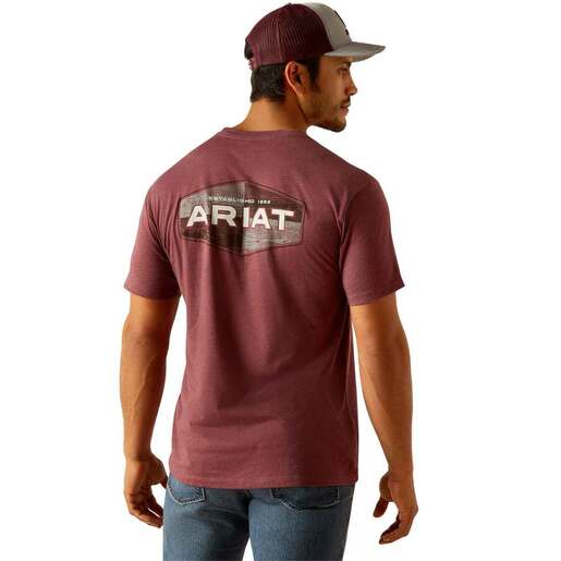 Ariat Men's Quadrant Short-Sleeve Work Shirt - Burgundy Heather M
