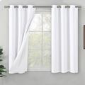 White Blackout Curtains for Bedroom 45 Inch Length 2 Panels Set Thermal Insulated Bedroom Curtains Soundproof Room Darkening Window Curtain Drapes Each Grommet Curtains 42 Inch Wide