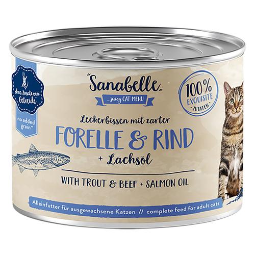 6x 195g Sanabelle All Meat Trout & Beef Cat Wet Food