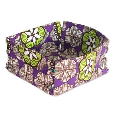 Amethyst Spring,'Handcrafted Floral Amethyst and Lime Cotton Basket Napkin'
