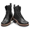 Winterstiefelette PANAMA JACK "Padma", Damen, Gr. 38, schwarz, Nappaleder, unifarben, elegant, Schuhe, Schnürstiefelette, Blockabsatz, Profilsohle, mit Anziehlasche