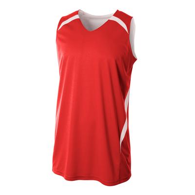 A4 N2372 Athletic Adult Performance Double/Double Reversible Basketball Jersey T-Shirt in Scarlet/White size Small | Polyester A4N2372