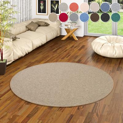 Teppich MY HOME "Fortis, Schlinge, Made in Netherlands", braun (nougat), H:5mm Ø:160cm, Kunstfaser, Teppiche, Uni Farben, gekettelt, strapazierfähig, Wohnzimmer Image