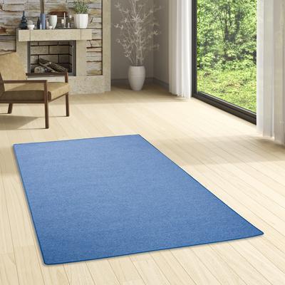 Teppich MY HOME "Fortis, Schlinge, Made in Netherlands", blau, B:400cm H:5mm L:500cm, Kunstfaser, Teppiche, Uni Farben, Schlinge, gekettelt, auch als Läufer, strapazierfähig Image