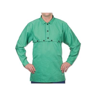 Best Welds FR Cotton Sateen Cape Sleeves, Snaps, Medium, Green (902-CA-650-M-SNAPS)