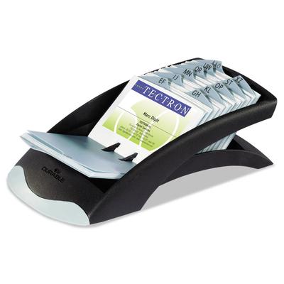 Durable VISIFIX Desk Business Card File, Holds 200 4 1/8 x 2 7/8 Cards, Graphite/Black (DBL241301)