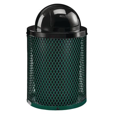 Global Industrial Outdoor Diamond Steel Trash Can, 36 gal, Dome Lid, Green (GBE261948GN)