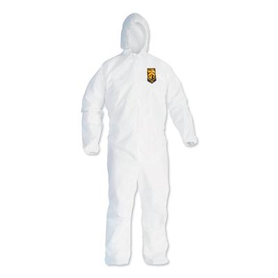 KleenGuard A40 Elastic-Cuff and Ankles Hooded Coveralls, X-Large, White, 25/Carton (KCC44324)