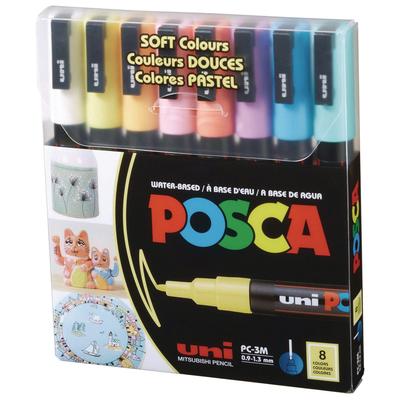 POSCA Water-Based Paint Markers, Fine Bullet Tip, 0.9 mm/1.3 mm, Assorted Colors, 8/Set (UBCPC3M8CSFTCLR)