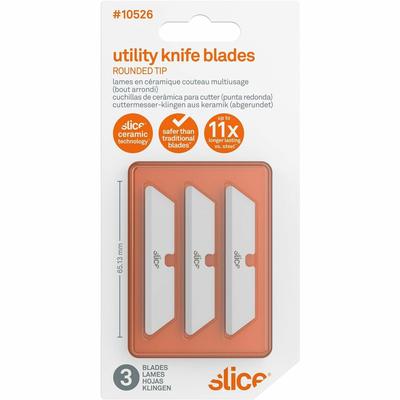 Slice Safety Utility Knife Blades, Rounded Tip, Ceramic Zirconium Oxide, 3/Pack (SLI10526)