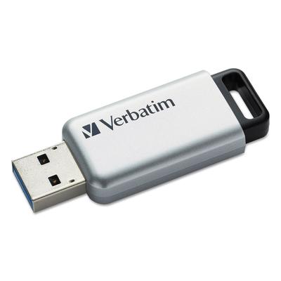 Verbatim Store 'n' Go Secure Pro USB Flash Drive with AES 256 Encryption, 16 GB, Silver (VER98664)