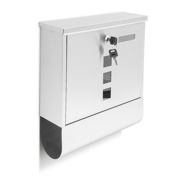relaxdays Briefkasten Edelstahl mit Zeitungsfach silber Image