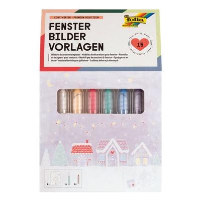 15-teiliges Fensterbilder Vorlagen-Set »COSY WINTER«, folia