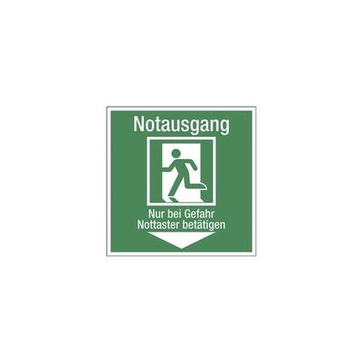 LimarLite Rettungszeichen »Notausgang - Nur bei Gefahr Nottaster betätigen« 20 x 20 cm Fol, 20x20 cm Image