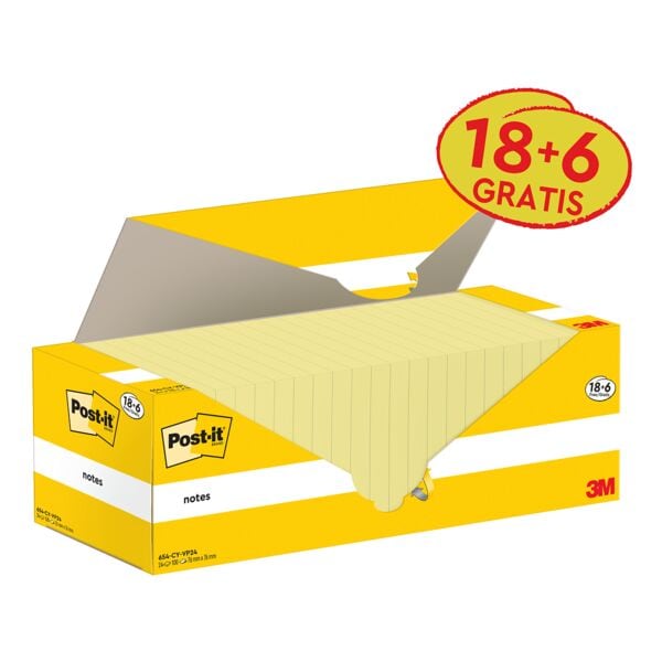Post-it Notes 18+6 Vorteilspack Haftnotizblöcke »Notes« 76 x 76 mm gelb